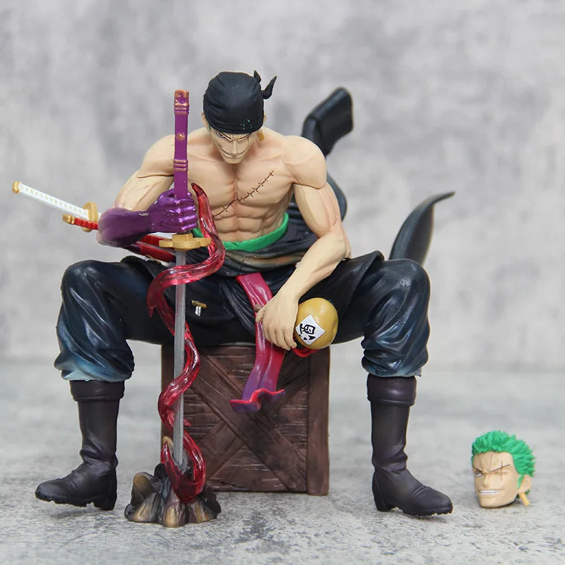 15cm One Piece Zoro Anime Figures Sit Roronoa Zoro Action Figurine 2 Heads Pvc Statue Room Collection Model Decoration Toys Gift 15cm One Piece Zoro Anime Figures Sit Roronoa Zoro Action Figurine 2 Heads Pvc Statue Room Collection Model Decoration Toys Gift